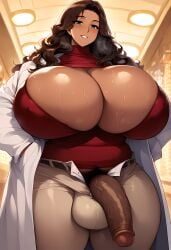 1dickgirl 1futa 1futanari ai_generated balls balls_bulge beige_pants big_balls big_cock big_dick big_penis big_testicles blue_eyes boob_window breasts_bigger_than_head brown_hair chubby chubby_futanari cleavage cock dark_skin dark_skinned_futanari dick dickgirl doctor fat_balls fat_cock fat_dick fat_penis futa_milf futa_mommy futanari heavy_breathing huge_cock labcoat long_hair mature_futa mature_futanari penis penis_out pubic_hair red_turtleneck sagging_balls sagging_scrotum sagging_testicles scrotum seductive_eyes seductive_look seductive_smile steaming_body sweat sweatdrop testicles turtleneck unzipped_pants veiny_cock veiny_dick veiny_penis voluptuous voluptuous_futanari wavy_hair