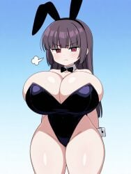 ai_generated annoyed annoyed_expression big_breasts bunny_girl bunnysuit long_hair please_don't_bully_me,_nagatoro president_(nagatoro) purple_hair red_eyes sana_sunomiya