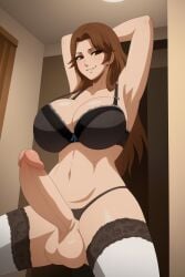 ai_generated anime_style balls big_balls big_breasts big_penis big_thighs brown_hair curvy curvy_futa futa_only futanari huge_breasts huge_cock large_breasts large_penis long_hair mature_female mommy penis smile smiling solo solo_dickgirl solo_futa solo_futanari thick thick_penis thighhighs thighs wide_hips