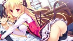 blonde_hair blush celica_tepes_lunatica censored escude game_cg hanayome_to_maou long_hair red_eyes sex shiramochi skirt tagme