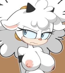 1girls anthro big_breasts blue_eyes breasts furry idw_publishing lanolin_the_sheep nipples sheep sonic_(series) sonic_the_hedgehog_(series) tagme vilepluff white_fur