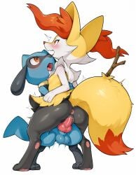 1boy 1boy1girl ai_generated animal_genitalia animal_penis anthro anus ass balls black_fur blue_fur braixen breasts canine_genitalia canine_penis facing_another female feral_on_anthro fluffy_tail gen_4_pokemon gen_6_pokemon hi_res highres hugging humping interspecies katalystnya knot knotted_penis larger_female nintendo nipples open_mouth orange_fur pawpads penis penis_in_pussy pleasured_face pokemon pokemon_(species) pokephilia pussy riolu sex shorter_male small_breasts smaller_male standing standing_sex straight straight_sex taller_girl thick_thighs toes vaginal_fluids vaginal_penetration vaginal_sex white_background white_fur yellow_fur