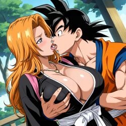 ai_generated bleach breasts cheating_husband dragon_ball dragon_ball_super dragon_ball_z goku grabbing grabbing_from_behind groping_breasts horny huge_breasts matsumoto_rangiku netorare ntr outside rangiku seductive sexy son_goku tongue_kiss unfaithful