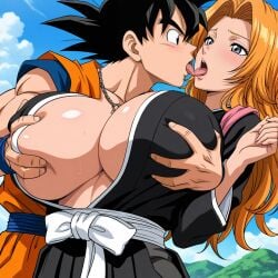 ai_generated bleach breasts cheating_husband dragon_ball dragon_ball_super dragon_ball_z goku grabbing grabbing_from_behind groping_breasts horny huge_breasts matsumoto_rangiku netorare ntr outside rangiku seductive sexy son_goku tongue_kiss unfaithful