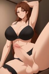 ai_generated brown_hair futanari large_breasts large_penis mature_female