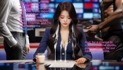 1female 1girl2boys 2males ai_generated announcer asian_female black_hair black_hair_female black_male_asian_female business_attire business_suit business_woman classy classy_female cleavage cleavage_cutout covered_in_cum cum cum_drip cum_dripping cum_everywhere cum_in_breasts cum_in_cleavage cum_in_clothes cum_in_container cum_in_cup cum_in_hair cum_on_body cum_on_breasts cum_on_hair cum_on_self cum_on_suit cum_on_table cum_on_upper_body cum_stain cum_string dressed drinking_cum drinking_glass earrings embarassment embarrassed embarrassed_exposed_female embarrassed_female english_text eyelashes female_employee female_focus female_in_heat female_only female_sub female_submissive humiliated humiliating_herself humiliation identification interracial interracial_sex japanese_female live_tv long_hair makeup mmf_threesome nails_painted news_anchor news_girl news_reporter newscaster pale_skinned_female petite_female pretty_girl public_exposure public_humiliation public_sex text text_bubble threesome tv tv_screen tv_series tv_show tvwoman white_and_black white_male_asian_female