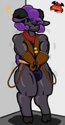 bare_chest chubby confidently_naked digital_drawing_(artwork) furry gremile_'hotshot' gremile_'hotshot'_(cosplay) kings_of_hell manygeesen muscular_male pose sheep