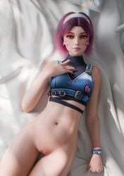 1girls 3d antifragile_dazzle asian asian_female beach blender blender_(software) breasts brown_hair d.va female female_focus female_only girl hana_song katoyngo le_sserafim nude overwatch overwatch_2 pussy solo solo_female solo_focus vagina video_game_character