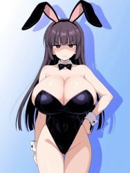 ai_generated annoyed annoyed_expression big_breasts bunny_girl bunnysuit long_hair please_don't_bully_me,_nagatoro president_(nagatoro) purple_hair red_eyes sana_sunomiya