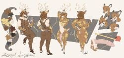 anthro antlers asroyal_sagittarius ass balls big_penis brown_body brown_fur brown_hair cellphone clothing crown deer dullvivid electronics erection eyewear fangs footwear fur genitals glasses gold_markings hair half-closed_eyes headgear hi_res hoodie hooves horn huge_cock humanoid_genitalia humanoid_penis khakis long_hair male mammal markings model_sheet narrowed_eyes open_mouth open_smile penis phone shoes smartphone smile snarling solo teeth topwear vein veiny_penis white_body white_fur