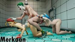 1boy 2girls 3d 3d_(artwork) anilingus anilingus_from_female blender blonde_female blonde_hair cammy_white dc_comics doggy_style female forced fortnite fortnite:_battle_royale from_side green_hair harley_quinn harley_quinn_(fortnite) joker light-skinned_female light-skinned_male light_skin looking_at_another makeup male merkaan multiple_girls penis penis_in_pussy pussy rimjob rimming rimming_male street_fighter threesome voyeur