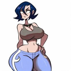 ai_generated big_breasts civitai curvy desrozza female_only perrin_(pokemon) thick_thighs valbun_style voluptuous_female white_background wide_hips