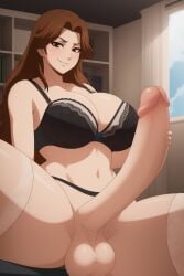 ai_generated brown_hair huge_cock large_breasts large_penis mature_female