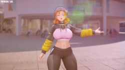 big_ass huge_breasts jic_jic nora_valkyrie rwby sports_bra sweatpants tagme thong video