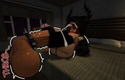 1girls 3d ass bed breasts cum female foot_fetish footjob footjob_with_legwear horns massive_balls massive_penis needyasuu night red_hair ring roblox robloxian size_difference sleeves socks tagme thighhighs