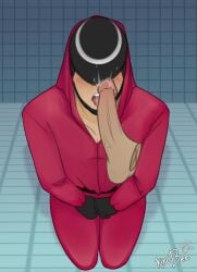 bathroom big_penis bigdick cum cum_in_mouth dick gay gay_male guard mask mask_on_head masked semen semen_in_mouth squid squid_game squid_game_2 squid_games_guard squid_games‼️ yaoi