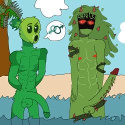 beach big_cock gay peashooter_(pvz) plants_vs._zombies plants_vs_zombies sea tangle_kelp_(pvz)