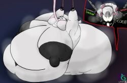 alpaca anthro balls belly big_balls big_belly big_nipples big_penis bodily_fluids bound camelid force_feeding forced gaminggranny genitals hands_tied hi_res huge_aerola huge_belly huge_nipples hyper hyper_belly hyper_moobs machine male mammal morbidly_obese musk musk_clouds nipples obese onomatopoeia overweight penis penis_milking_machine puffed_cheeks rope sex_toy solo sound_effects sweat text tube_feeding vibrator wide_hips