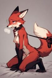 ai_generated anthro collar female fox furry horny_female leash