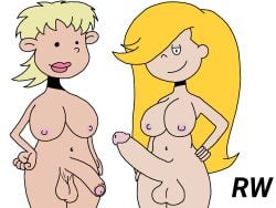 2futas accurate_art_style aged_up areola artstyle_imitation balls big_penis blonde_hair breasts cissy_rooney curvy disney erection foreskin futanari hand_on_hip light-skinned_futanari light_skin looking_at_viewer nipples nude older partially_retracted_foreskin penis pepper_ann rarewaifus smile smiling trinket_st._blaire uncircumcised uncircumcised_penis uncut uncut_penis