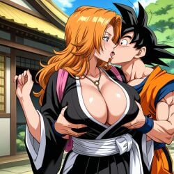 ai_generated bleach breasts cheating_husband dragon_ball dragon_ball_super dragon_ball_z goku grabbing grabbing_from_behind groping_breasts horny huge_breasts matsumoto_rangiku netorare ntr outside rangiku seductive sexy son_goku tongue_kiss unfaithful