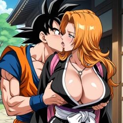 ai_generated bleach breasts cheating_husband dragon_ball dragon_ball_super dragon_ball_z goku grabbing grabbing_from_behind groping_breasts horny huge_breasts matsumoto_rangiku netorare ntr outside rangiku seductive sexy son_goku tongue_kiss unfaithful