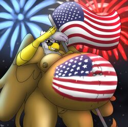 american_flag anthro avian breasts eyewear female fireworks friendship_is_magic genitals gesture gilda_(mlp) gryphon hasbro hyper hyper_pregnancy my_little_pony mythological_avian mythological_creature mythology pregnant pregnant_anthro pregnant_female pussy salute solo sunglasses undyingwolf united_states_of_america