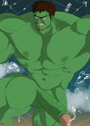 beard big_penis bigthortita brown_hair erection hulk hulk_(series) marvel nipples penis precum solo solo_male tagme testicles