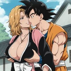 ai_generated bleach breasts cheating_husband dragon_ball dragon_ball_super dragon_ball_z goku grabbing grabbing_from_behind groping_breasts horny huge_breasts matsumoto_rangiku netorare ntr outside rangiku seductive sexy son_goku tongue_kiss unfaithful