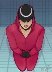 bathroom cum cum_in_mouth gay gay_male guard mask mask_on_head masked semen semen_in_mouth squid squid_game squid_game_2 squid_games_guard squid_games‼️ yaoi