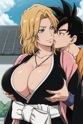 ai_generated bleach breasts cheating_husband dragon_ball dragon_ball_super dragon_ball_z goku grabbing grabbing_from_behind groping_breasts horny huge_breasts matsumoto_rangiku netorare ntr outside rangiku seductive sexy son_goku tongue_kiss unfaithful