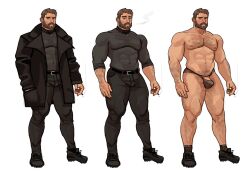 1boy abs balls bara biceps blush bulge bulge_through_clothing capcom chris_redfield clothing daddy hudsona male male_nipples male_only manly mature_male muscular_male nipples pecs penis resident_evil resident_evil_8:_village thong tight_clothing underwear