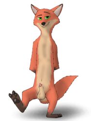 1boy absurdres canine disney fox furry highres male male_only mammal nick_wilde penis penis_tip ryan_kyojiri_(artist) solo testicles zootopia