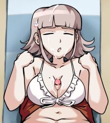 1boy1girl after_paizuri beach_towel bikini bikini_top boy_on_top cum cum_on_breasts cum_on_face cum_on_hair danganronpa danganronpa_(series) danganronpa_2:_goodbye_despair eyes_closed facial hairclip hinata_hajime mole_on_breast nanami_chiaki on_back open_mouth paizuri penis penis_between_breasts tagme titfuck triplestabber