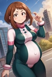 ai_generated big_belly big_breasts my_hero_academia ochako_uraraka ochako_uraraka_(hero_outfit) pregnancy pregnant ready_to_pop uraraka_ochako uraraka_ochako_(hero_outfit)