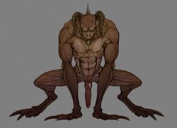 1boy 2015 abs claws deathclaw erection fallout horn lethal_doors looking_at_viewer male male_deathclaw_(fallout) male_only muscles nude penis scalie solo teeth video_games