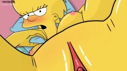 2d blush blush breasts breasts lisa_simpson looking_at_viewer lying_on_back lying_on_bed pussy selfie solo the_simpsons toonius_sketchus