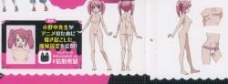 1girls areolae art_style_clash ass barefoot booklet breasts character_sheet feet full_body hairless_pussy hanabishi_haruka magia_magenta mahou_shoujo_ni_akogarete navel nipples official_art pink_hair pussy sideboob teenage_girl teenager thigh_gap thighs twintails young