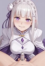 ai_generated chastity dominant_female emilia_(re:zero) female femdom re:zero_kara_hajimeru_isekai_seikatsu small_penis_humiliation smug