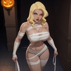 1girls ai_generated ass bandage bandaged_arm bandaged_leg bandages big_breasts black_canary blonde_female blonde_hair blonde_hair_female blue_eyes breast breasts cleavage curvaceous curvaceous_body curves curvy curvy_body curvy_female curvy_figure dc dc_comics deviantart dinah_lance exposed_ass exposed_breast exposed_breasts exposed_butt female female_only green_arrow_(series) hourglass_figure inner_sideboob light-skinned_female light_skin mummy mummy_costume mummy_wrappings okosumo sideboob solo solo_female thick_thighs underboob voluptuous voluptuous_female watermark
