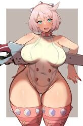 big_hips big_thighs blue_eyes child_bearing_hips clothed collar curvaceous curves curvy curvy_body curvy_female curvy_figure curvy_hips curvy_thighs elphelt_valentine female guilty_gear guilty_gear_strive headband hips hips_wider_than_shoulders huge_hips huge_thighs kataku_musou large_breasts large_hips large_thighs leotard looking_at_viewer nipple_bulge pink_hair short_hair solo thick_hips thick_thighs thigh_gap thighs voluptuous wide_hips