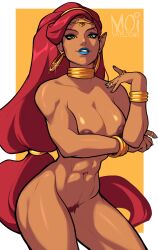 1girls breath_of_the_wild female gerudo hairy_pussy moiyablochki pubic_hair smiling solo the_legend_of_zelda urbosa