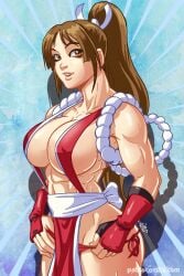 abs biceps big_breasts breasts brown_eyes brown_hair busty cleavage erect_nipples fatal_fury female female_focus female_only fit fit_female hourglass_figure king_of_fighters kunoichi long_hair mai_shiranui muscle_tone muscles muscular muscular_female muscular_thighs ninja nipple_bulge pablocomics ponytail sideboob skimpy skimpy_clothes snk tagme thong toned toned_female wide_hips