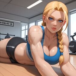 1girls ai_generated ass ass_up athletic athletic_female blonde_female blonde_hair blonde_hair_female blue_eyes braid braided_hair braids breast breasts cammy_white capcom cleavage curvaceous curvaceous_body curves curvy curvy_body curvy_female curvy_figure deviantart exposed_ass exposed_breast exposed_breasts exposed_butt female female_only gym gym_clothes gym_clothing gym_shorts gym_uniform hourglass_figure inner_sideboob light-skinned_female light_skin okosumo sideboob solo solo_female sportswear street_fighter voluptuous voluptuous_female watermark