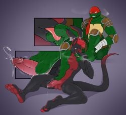 2_toes 3_fingers 3_toes absurd_res anthro balls between_toes bodily_fluids cum cumshot digital_media_(artwork) dragon duo ejaculation erection feet fingers foot_fetish foot_grab foot_lick foot_play footjob genital_fluids genitals hair half-closed_eyes hi_res horn humanoid_genitalia humanoid_penis leaking_cum licking male male/male mask mishajeans mythological_creature mythological_scalie mythology narrowed_eyes nipples nude open_mouth orgasm penis penis_between_toes plantigrade raphael raphael_(tmnt) reptile saliva saliva_on_foot scalie sex shell simple_background sitting smile soles spread_legs spreading tail teenage_mutant_ninja_turtles toe_lick toejob toes tongue tongue_out turtle