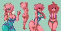 1girls ass bodysuit breasts cleavage hero_outfit_(mha) leotard mina_ashido my_hero_academia nagainosfw nude pink_body pink_hair pink_skin