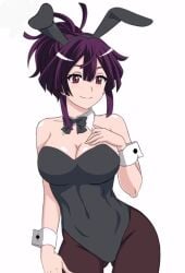 bunny_ears bunnysuit cleavage cosplay hfxpins jigokuraku purple_hair yuzuriha_(jigokuraku)