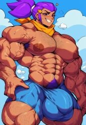 abs ai_generated ambush_(trap) armpit_hair brawl_stars bulge chest_hair extreme_muscles genderswap_(ftm) hairy_armpits hairy_arms hairy_chest male male_only muscular rule_63 sewoh shelly_(brawl_stars) solo