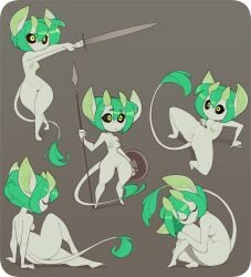 2024 areola ass black_sclera breasts female genitals green_eyes green_hair green_nipples grey_body hair hi_res holding_melee_weapon holding_object holding_polearm holding_shield holding_spear holding_sword holding_weapon horn horned_humanoid huffslove humanoid imp lupa_(huffslove) melee_weapon nipples not_furry nude polearm pussy rain_imp shield simple_background small_breasts solo spear sword weapon weird