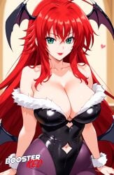 ai_generated alternate_costume animal_print bare_shoulders bat_wings black_leotard boosterred99 cosplay darkstalkers earrings high_school_dxd large_breasts leotard long_hair morrigan_aensland morrigan_aensland_(cosplay) multicolored_hair pantyhose print_pantyhose purple_pantyhose rias_gremory seductive seductive_look seductive_smile stable_diffusion succubus succubus_wings